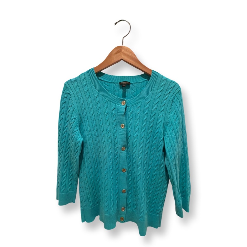 Talbots | Turquoise Cable Knit Cardigan
